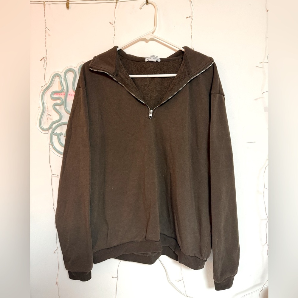 quarter zip brown hoodie